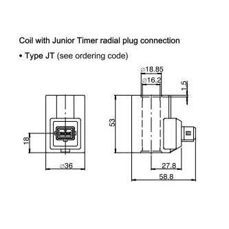 Bucher coil 12VDC 27W fi16.2 h=53mm